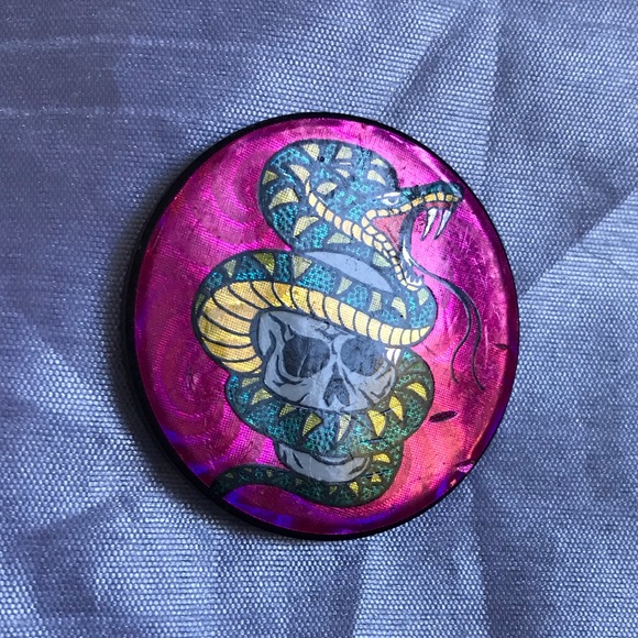 Vintage Metal Pog Slammer Skull and Snake 1990s - Picture 3 of 4